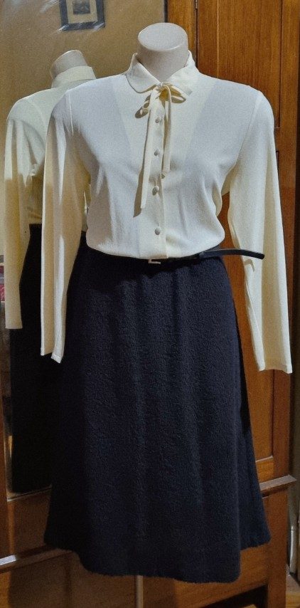 1970's Dress and Jacket, black & cream, Triacetate/polyester, by 'Stitches Plus', size 12 - Image 13