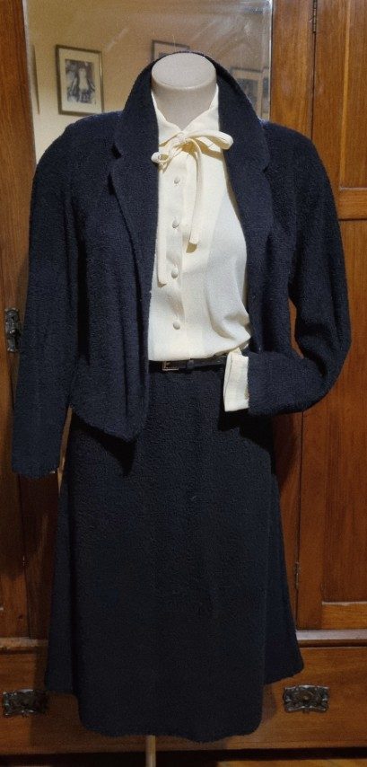 1970's Dress and Jacket, black & cream, Triacetate/polyester, by 'Stitches Plus', size 12 - Image 14