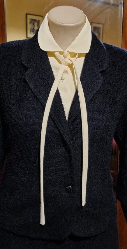 1970's Dress and Jacket, black & cream, Triacetate/polyester, by 'Stitches Plus', size 12 - Image 3