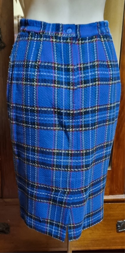 1980's 'Power' Suit, Blue Checked, acrylic, by 'D.I.O. Australia', size 12 - Image 6