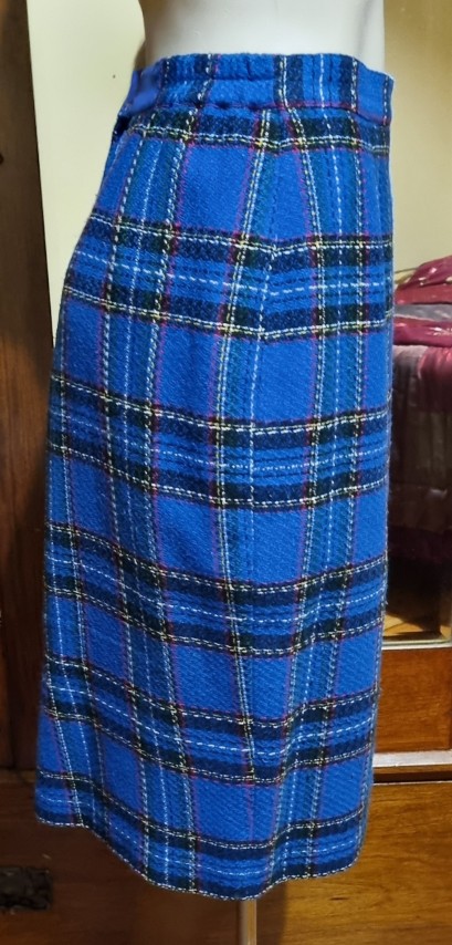 1980's 'Power' Suit, Blue Checked, acrylic, by 'D.I.O. Australia', size 12 - Image 7