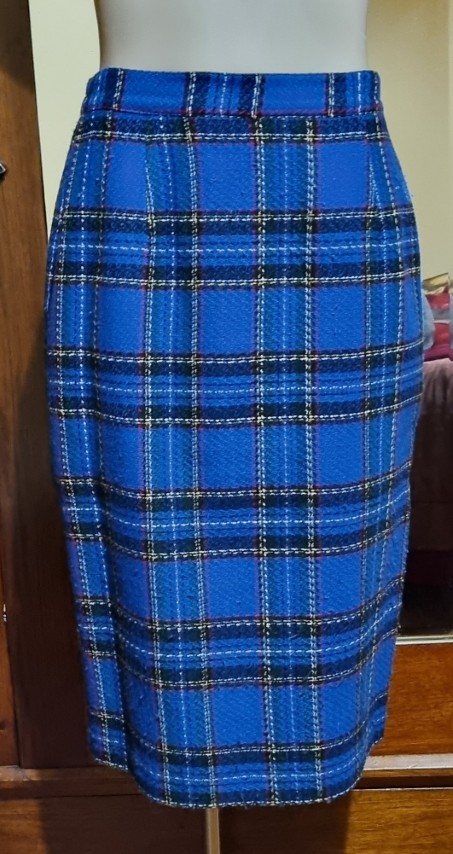 1980's 'Power' Suit, Blue Checked, acrylic, by 'D.I.O. Australia', size 12 - Image 8