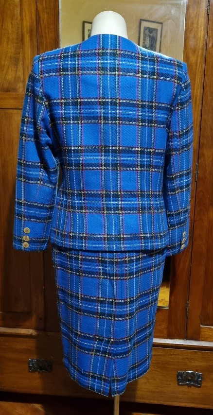 1980's 'Power' Suit, Blue Checked, acrylic, by 'D.I.O. Australia', size 12 - Image 11