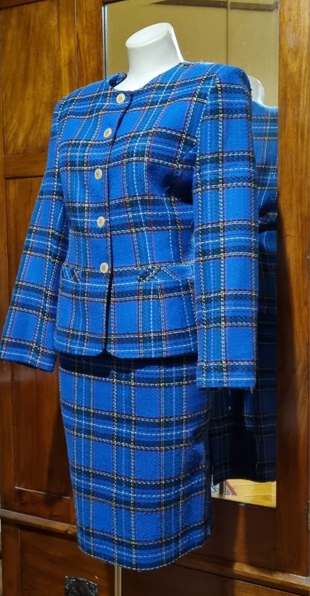 1980's 'Power' Suit, Blue Checked, acrylic, by 'D.I.O. Australia', size 12 - Image 4