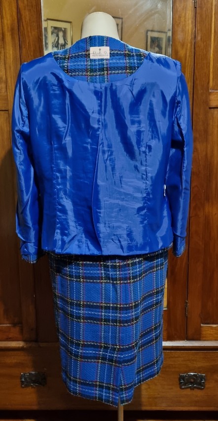 1980's 'Power' Suit, Blue Checked, acrylic, by 'D.I.O. Australia', size 12 - Image 13