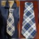 1970's Vintage tie, Blue checked, seersucker cotton, by 'Austico'