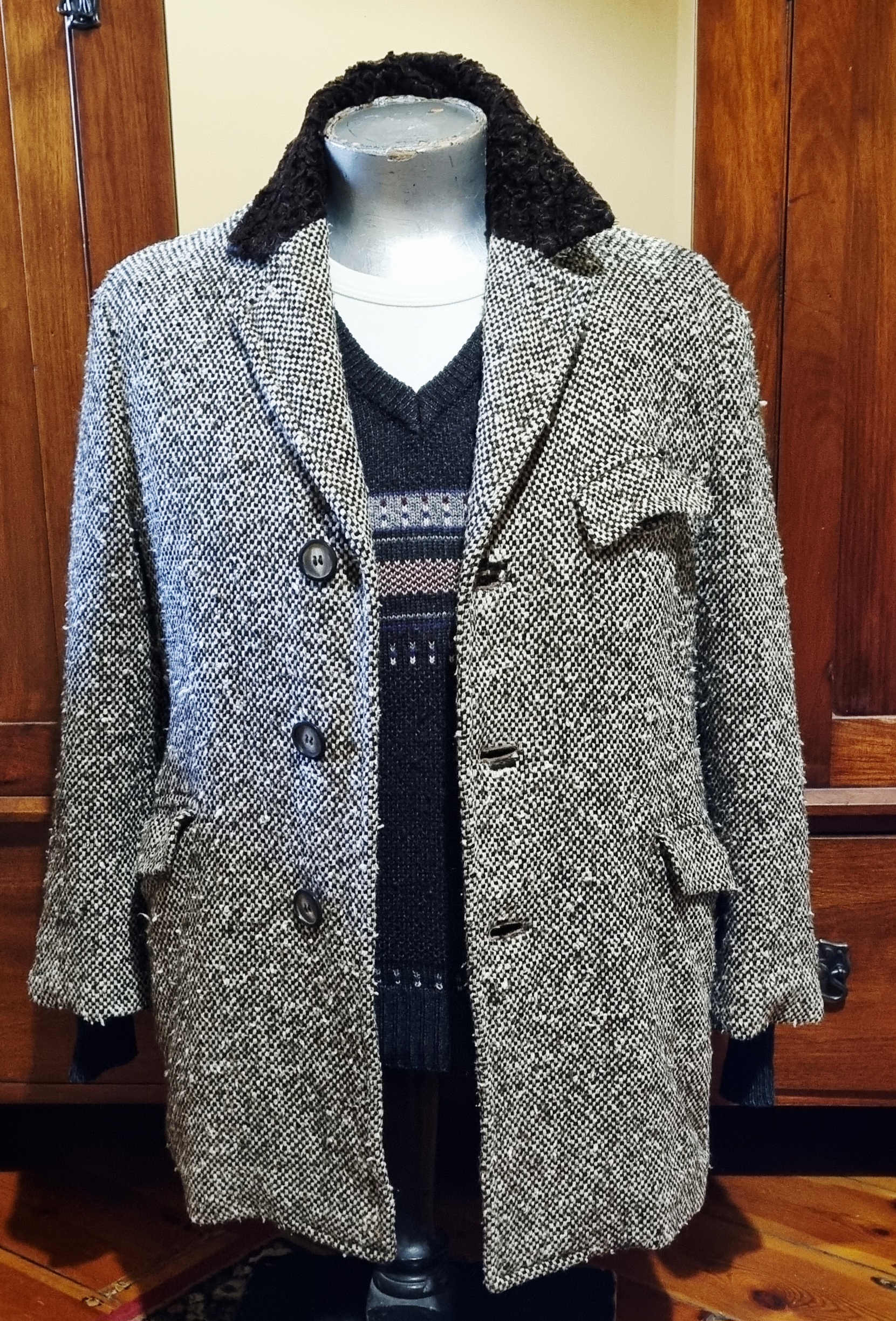 1970's, Wool Tweed Jacket, Brown/white, by 'Michael Winter Of Melbourne', size L - Image 13