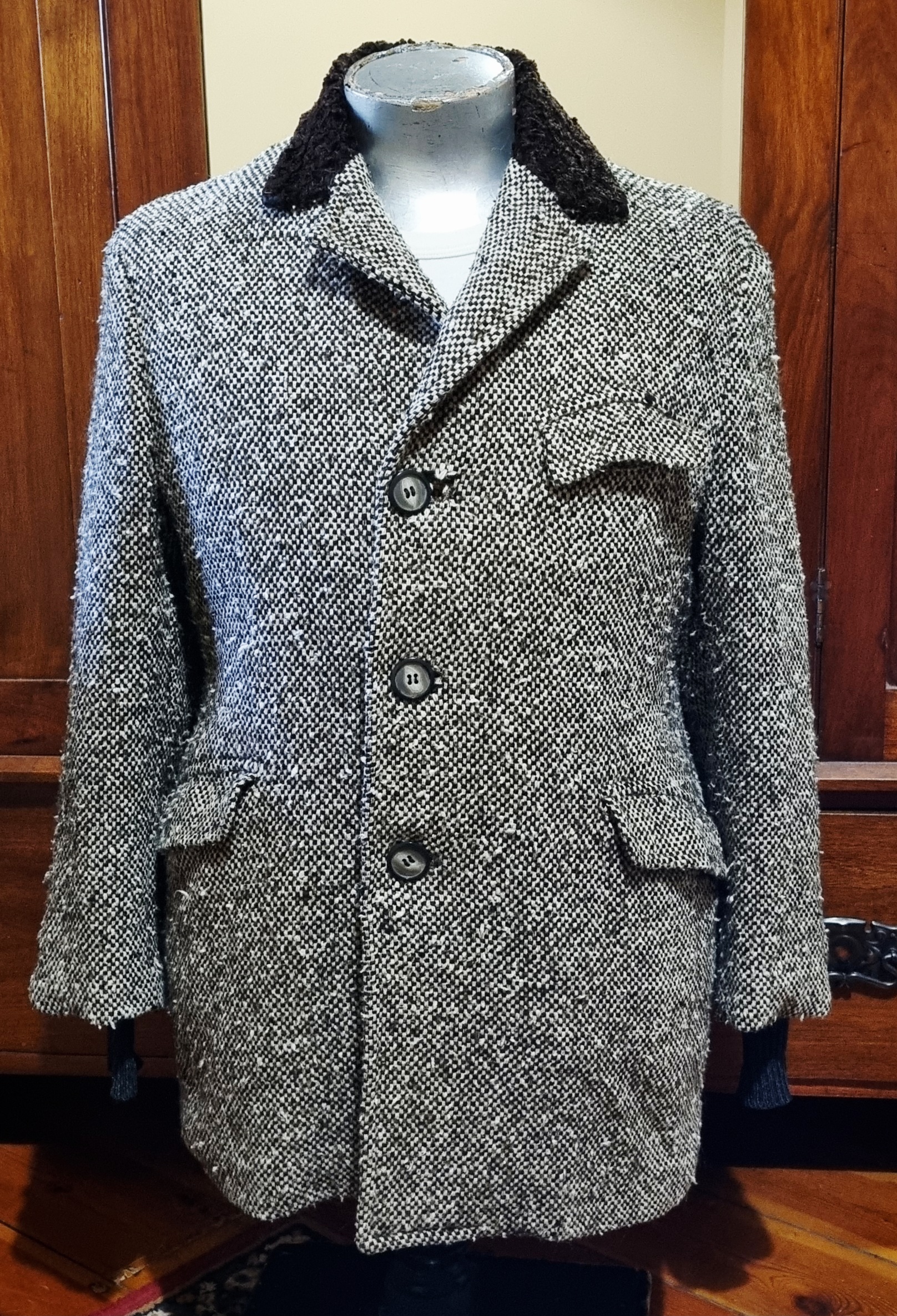 1970's, Wool Tweed Jacket, Brown/white, by 'Michael Winter Of Melbourne', size L - Image 2