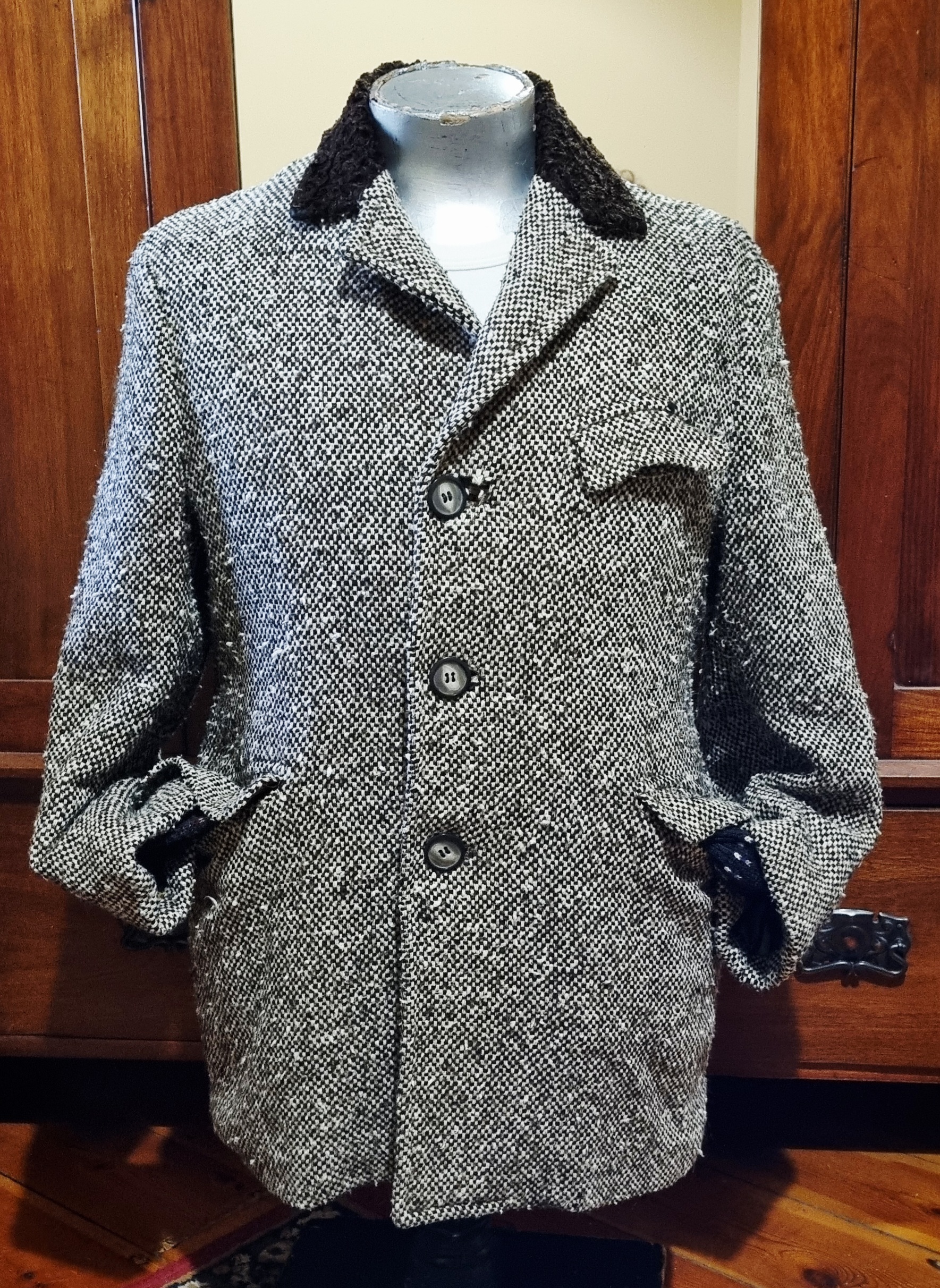 1970's, Wool Tweed Jacket, Brown/white, by 'Michael Winter Of Melbourne', size L - Image 3