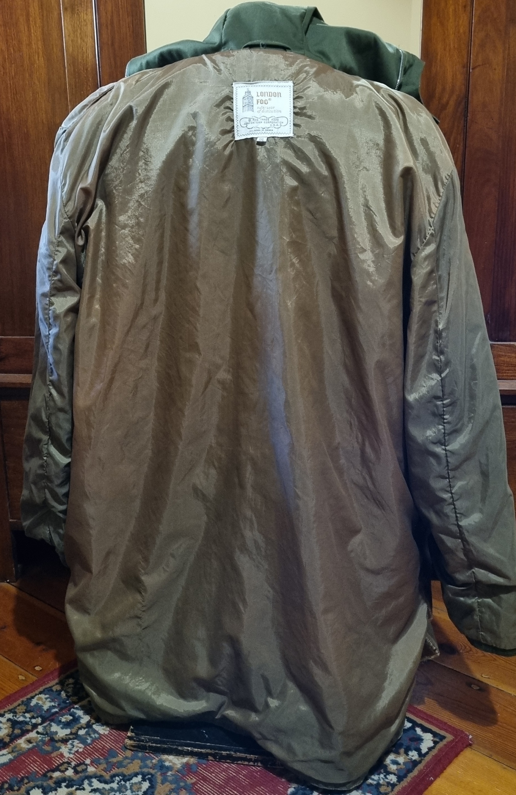 Vintage Men's Winter Rain Jacket, by 'London Fog', khaki, size 2XL - Image 11