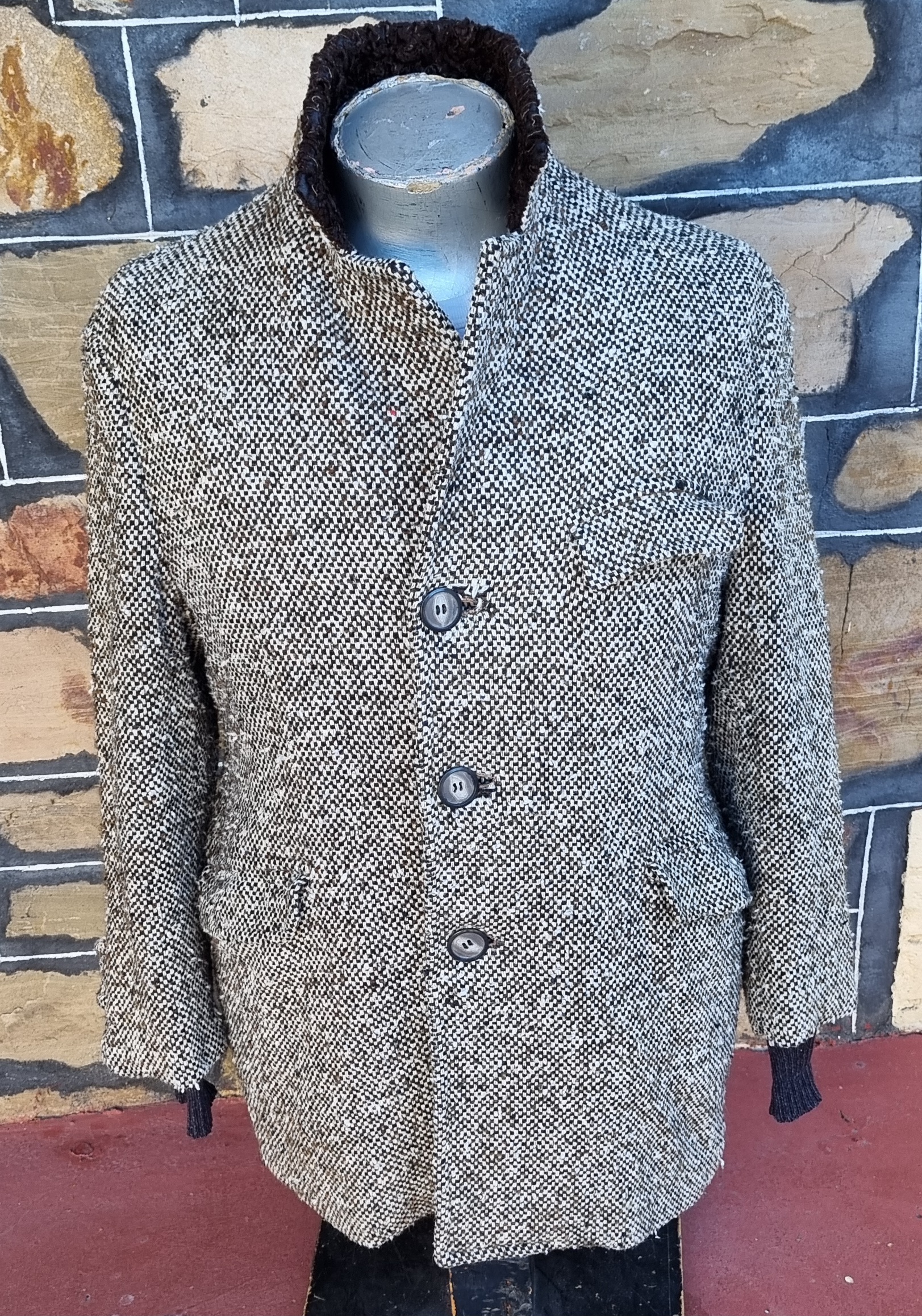 1970's, Wool Tweed Jacket, Brown/white, by 'Michael Winter Of Melbourne', size L - Image 8