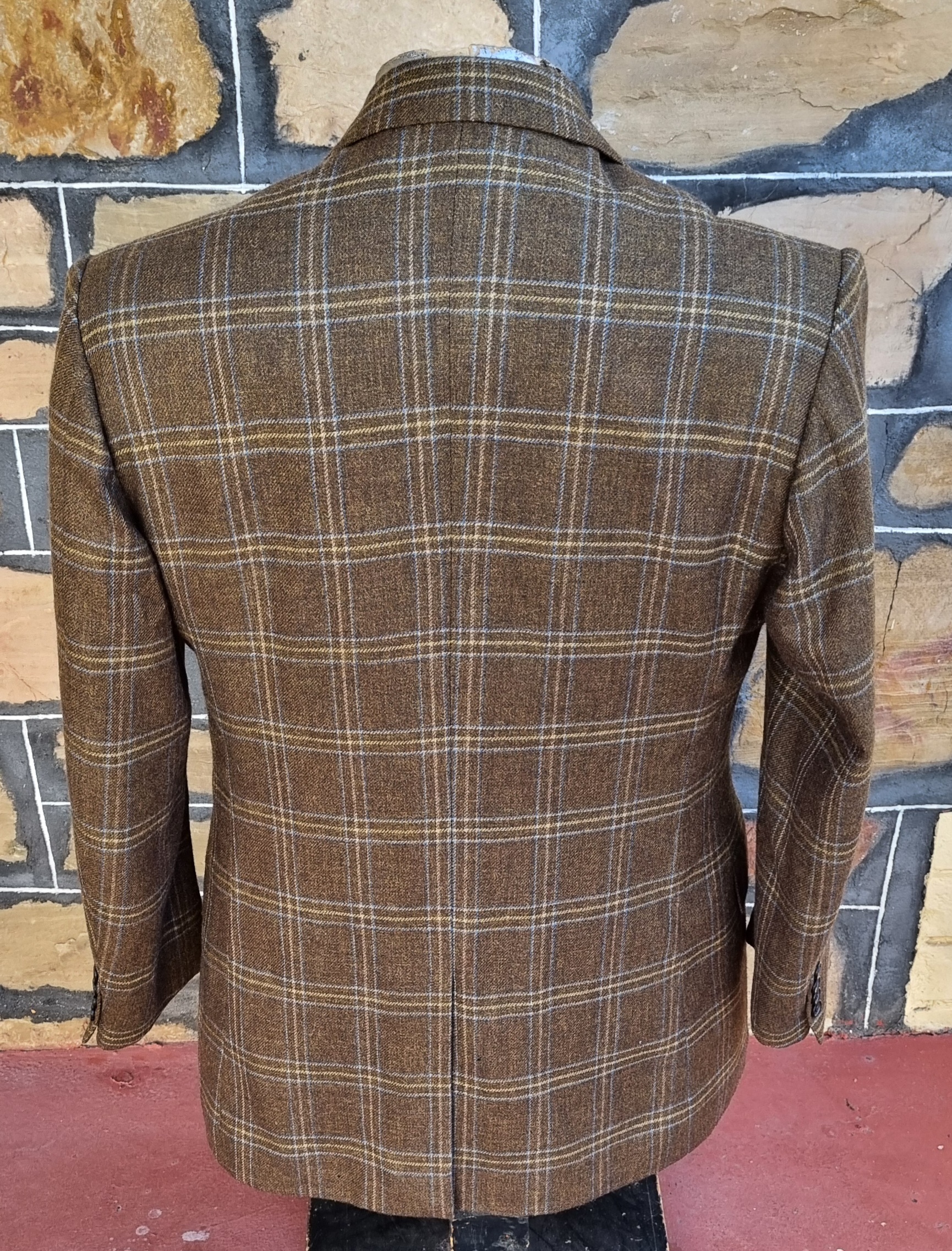 Wool Checked Blazer, Olive/blue/cream, by 'Tony Tailoring & Co. SA' size L - Image 8