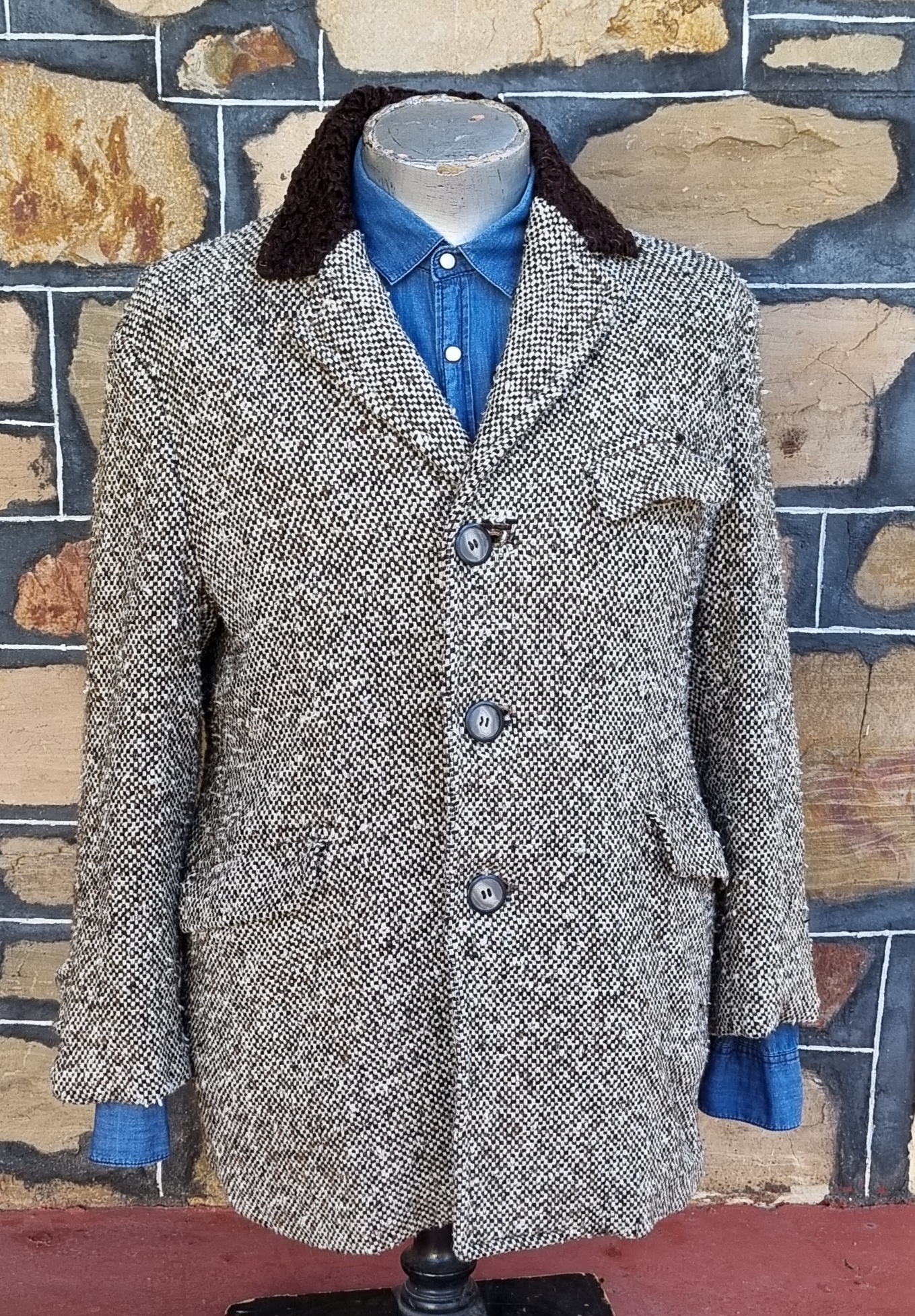 1970's, Wool Tweed Jacket, Brown/white, by 'Michael Winter Of Melbourne', size L - Image 17