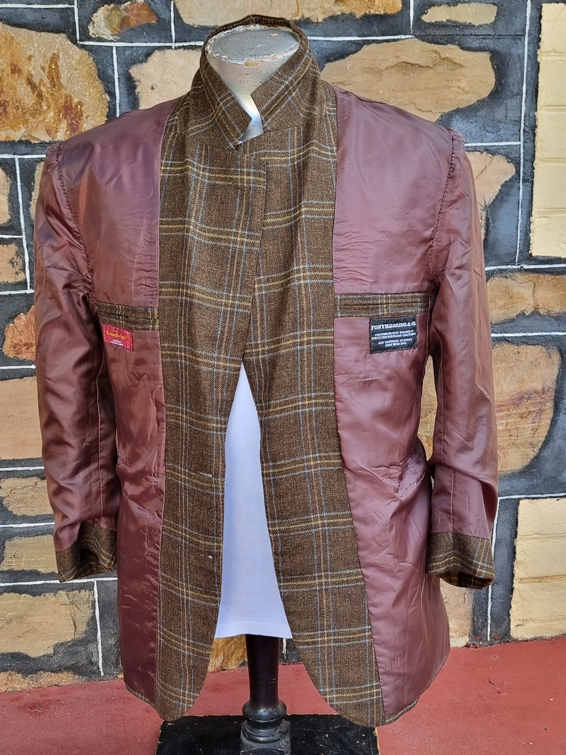 Wool Checked Blazer, Olive/blue/cream, by 'Tony Tailoring & Co. SA' size L - Image 10