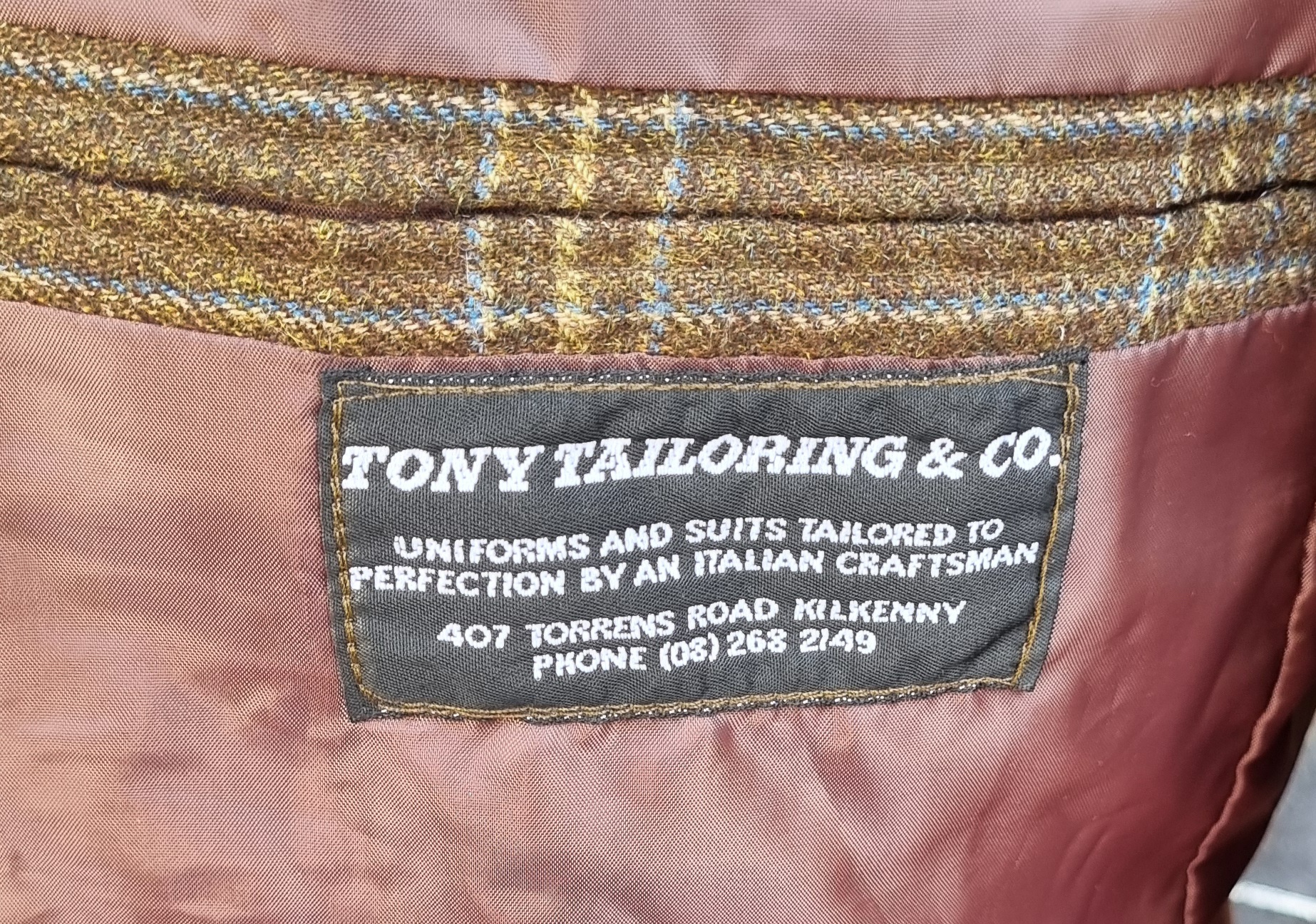Wool Checked Blazer, Olive/blue/cream, by 'Tony Tailoring & Co. SA' size L - Image 11