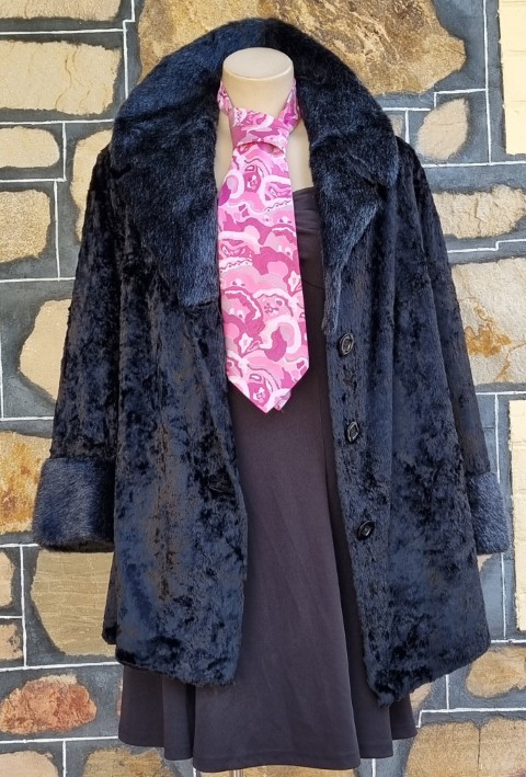 Vintage Faux Fur Jacket, Black, by 'Los Angelis Tailors Of Melbourne', size 18 - Image 8