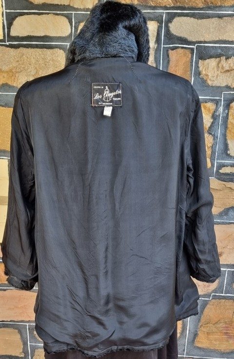 Vintage Faux Fur Jacket, Black, by 'Los Angelis Tailors Of Melbourne', size 18 - Image 14