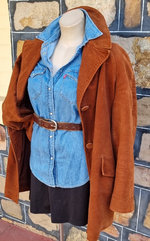 1970's Velvet Blazer, Rust, Hand Tailored, size 16 - Image 16
