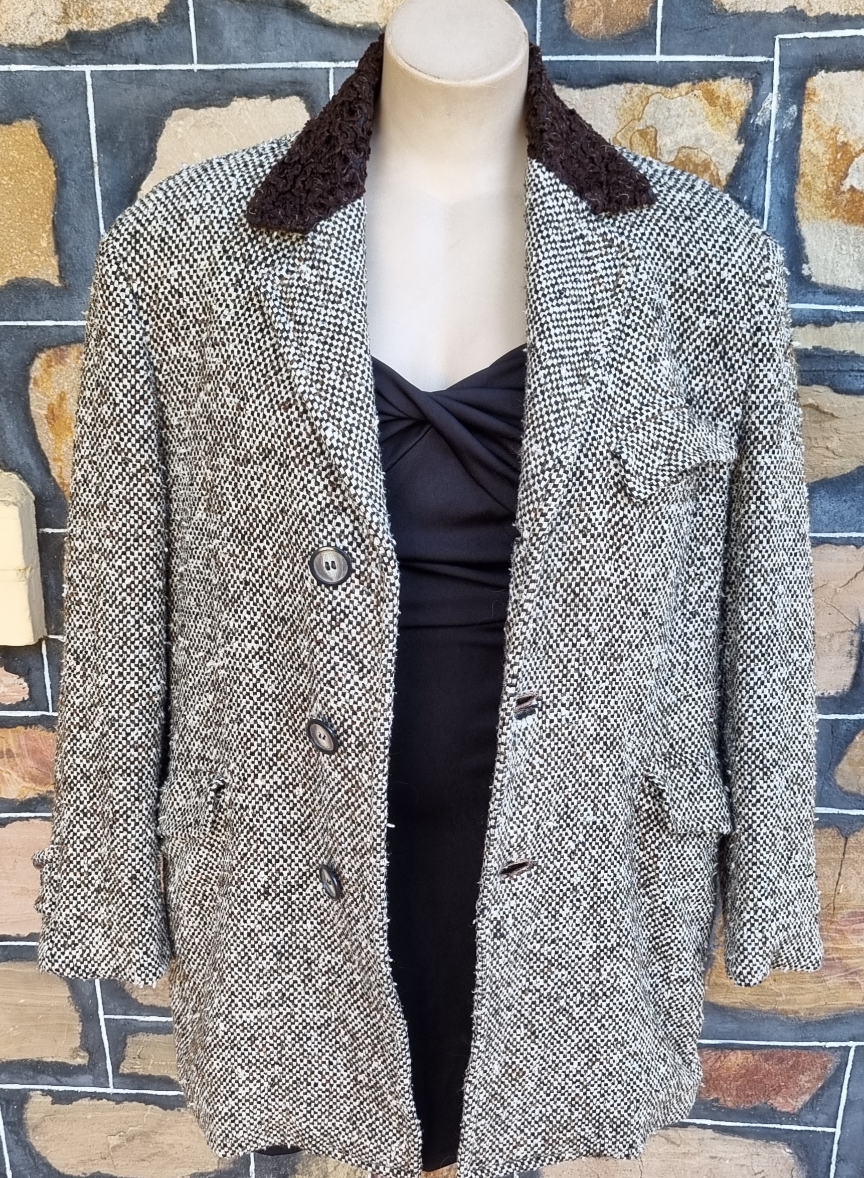 1970's, Wool Tweed Jacket, Brown/white, by 'Michael Winter Of Melbourne', size L - Image 9