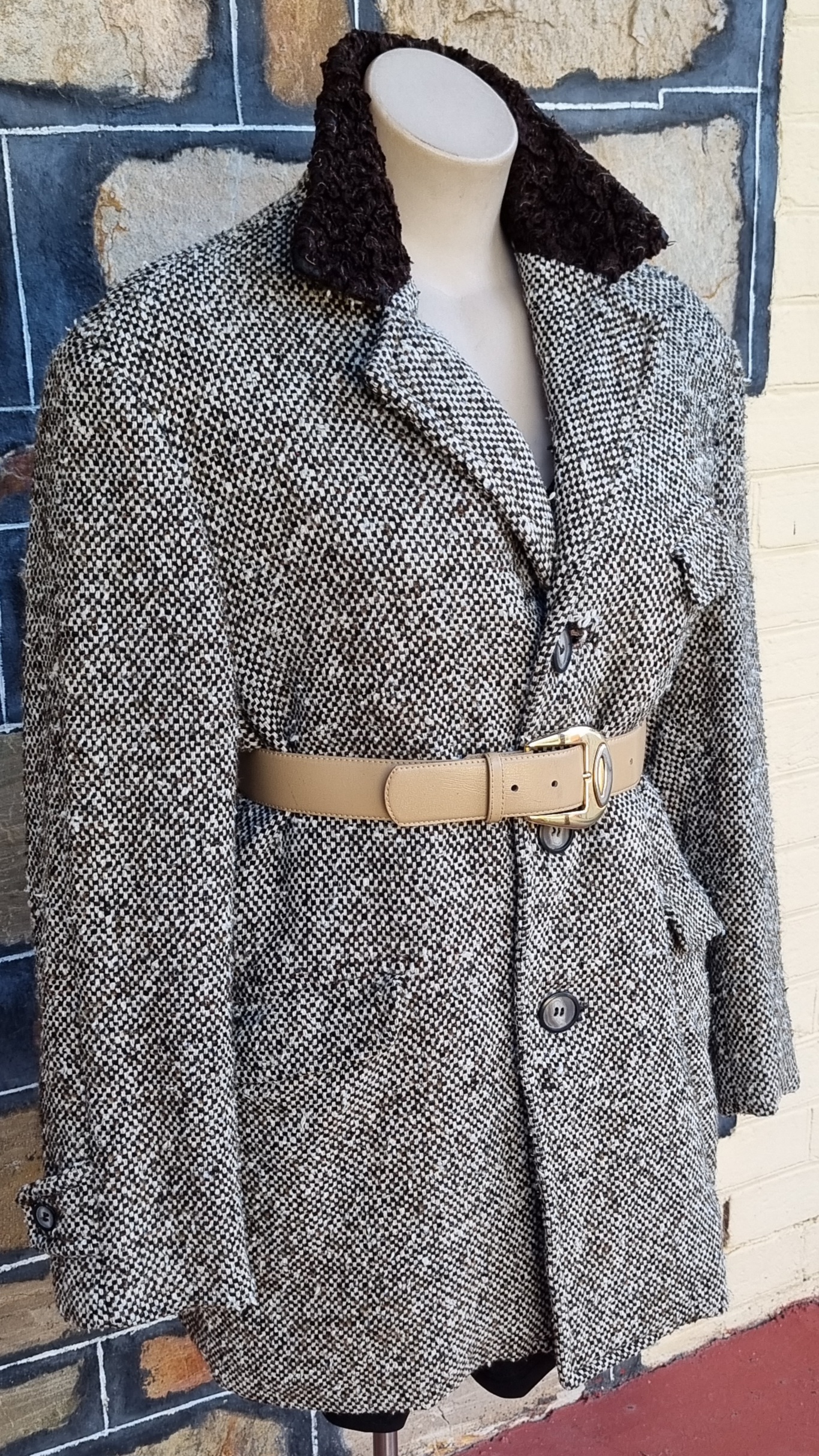 1970's, Wool Tweed Jacket, Brown/white, by 'Michael Winter Of Melbourne', size L - Image 12