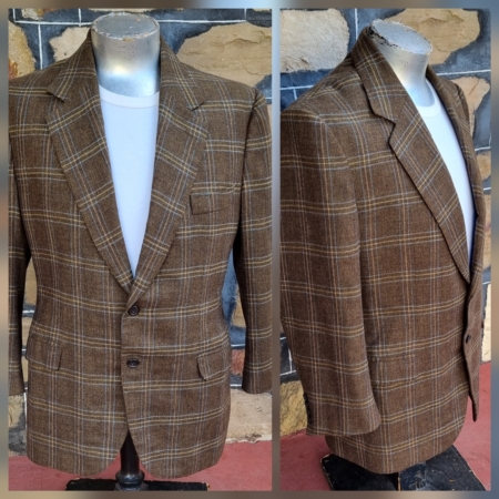 Wool Checked Blazer, Olive/blue/cream, by 'Tony Tailoring & Co. SA' size L