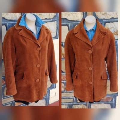 1970's Velvet Blazer, Rust, Hand Tailored, size 16