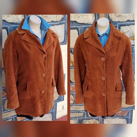 1970's Velvet Blazer, Rust, Hand Tailored, size 16