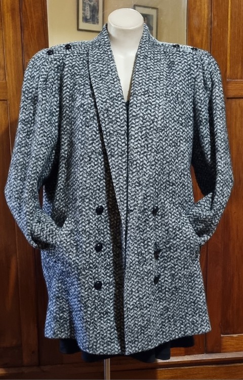 1990's Tweed Wool Jacket, black/white, by 'Justina Australia', size XL - Image 7