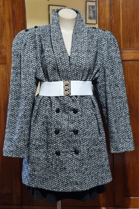 1990's Tweed Wool Jacket, black/white, by 'Justina Australia', size XL - Image 2