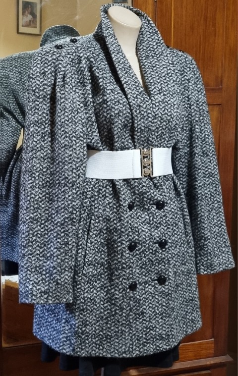 1990's Tweed Wool Jacket, black/white, by 'Justina Australia', size XL - Image 3
