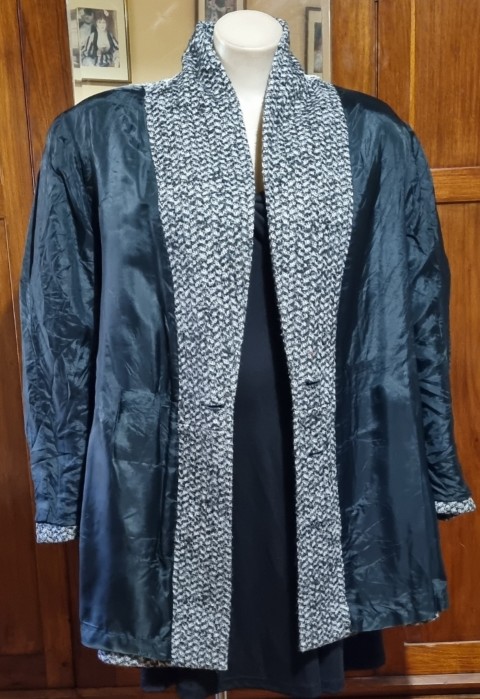 1990's Tweed Wool Jacket, black/white, by 'Justina Australia', size XL - Image 10