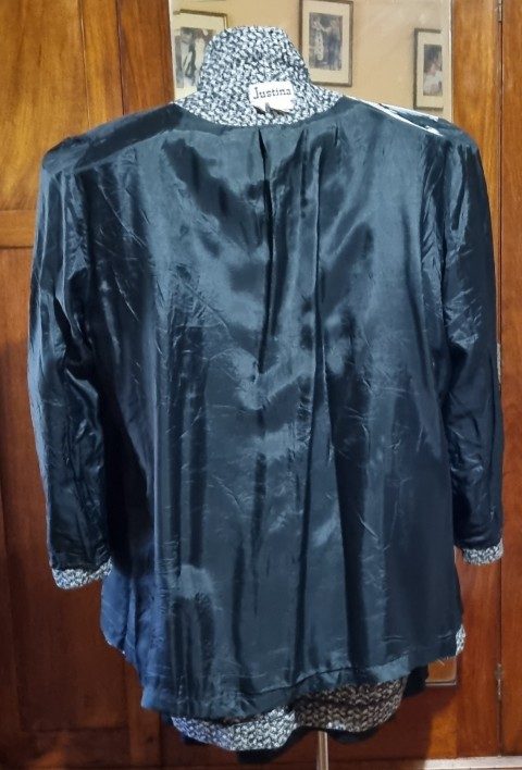 1990's Tweed Wool Jacket, black/white, by 'Justina Australia', size XL - Image 11