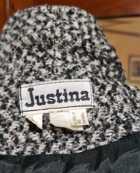 1990's Tweed Wool Jacket, black/white, by 'Justina Australia', size XL - Image 12