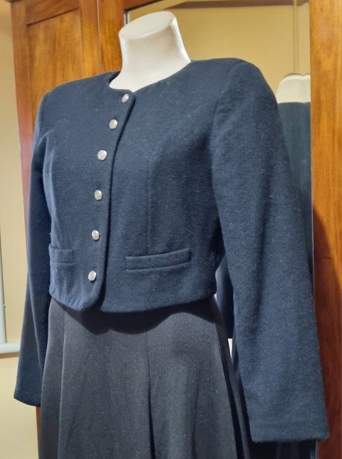 1990's Wool Cropped Jacket, black, by 'Enzo Giacobbe, South Australia', size 10 - Image 8