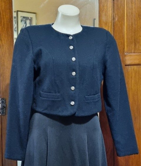 1990's Wool Cropped Jacket, black, by 'Enzo Giacobbe, South Australia', size 10 - Image 2