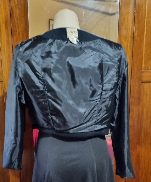 1990's Wool Cropped Jacket, black, by 'Enzo Giacobbe, South Australia', size 10 - Image 11