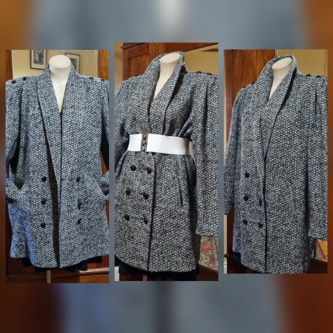 1990's Tweed Wool Jacket, black/white, by 'Justina Australia', size XL