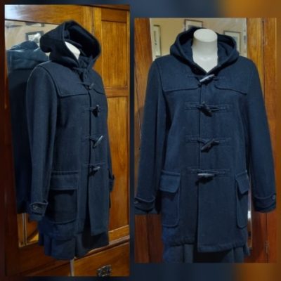 Vintage Duffle Coat, Wool, Black, by 'Jack London', size 12