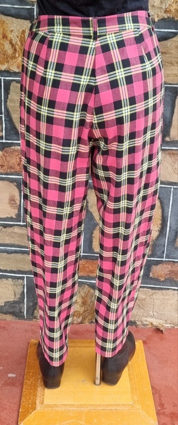1980's Tartan Pants, cotton, pink, by 'Revival', size 10 - Image 4