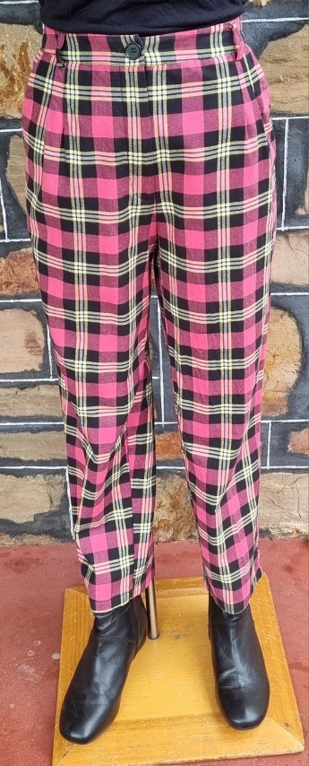 1980's Tartan Pants, cotton, pink, by 'Revival', size 10 - Image 5
