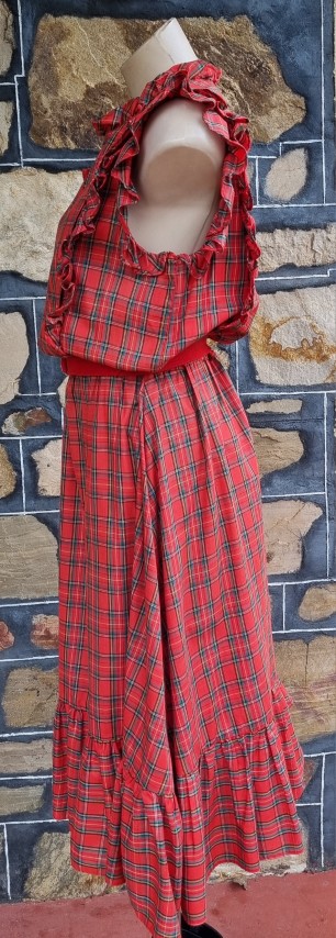 1980's Red Tartan Dress, cotton, by 'Stitches of Melbourne', size 14 - Image 7