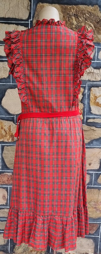1980's Red Tartan Dress, cotton, by 'Stitches of Melbourne', size 14 - Image 8