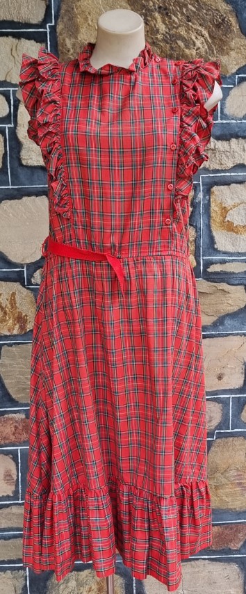1980's Red Tartan Dress, cotton, by 'Stitches of Melbourne', size 14 - Image 9