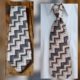 Vintage Tie, 1970's extra wide, Cream, blue, brown print, polyester.