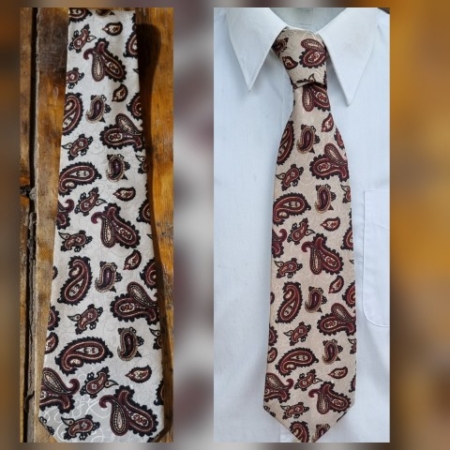 Vintage Tie, Brown paisley, 1970's, by 'Dazur', polyester, Made in Australia.