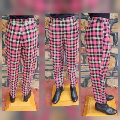 1980's Tartan Pants, cotton, pink, by 'Revival', size 10