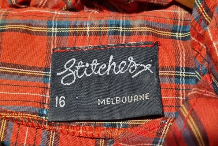 1980's Red Tartan Dress, cotton, by 'Stitches of Melbourne', size 14 - Image 10