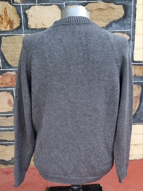 Vintage Hand Knit, V-neck jumper, grey, acrylic, size L - Image 4