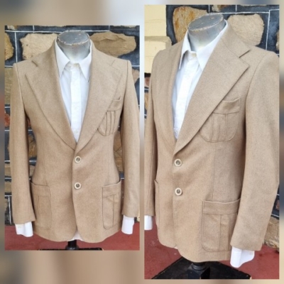 1970's Men's Blazer, Wool, Beige, size M