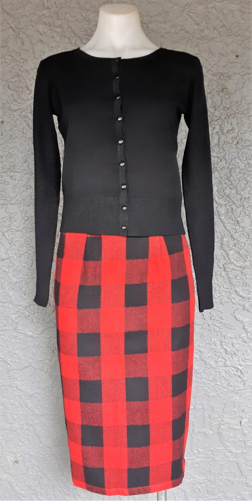 1950's Inspired Pencil skirt, Red, Plaid, size 8, 'new', by 'Sheen Clothing, London'. - Image 2